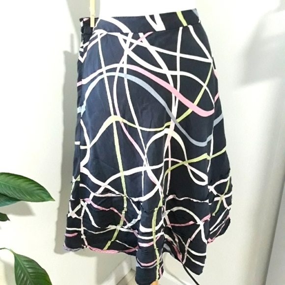 Susan Bristol silk lining black multicolor skirt size 10 - Picture 5 of 11